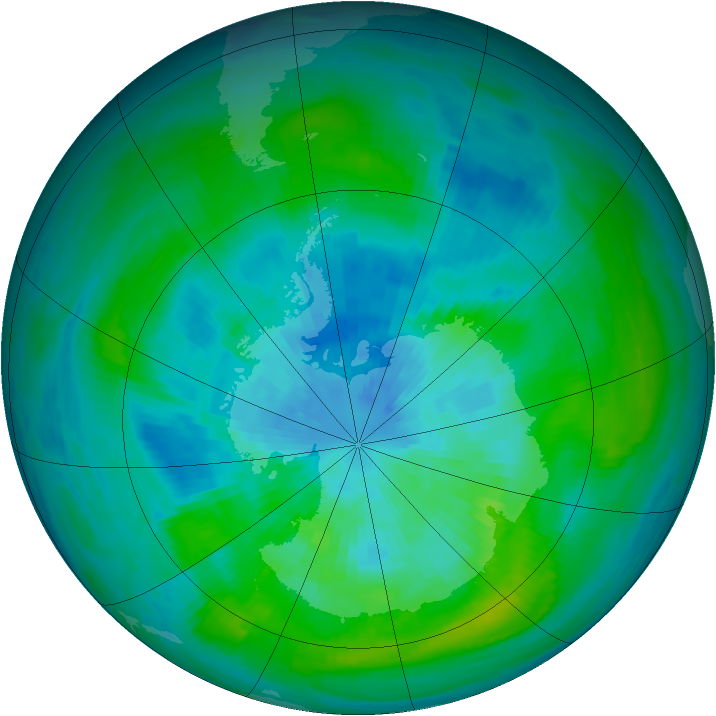 Antarctic ozone map for 18 March 1982